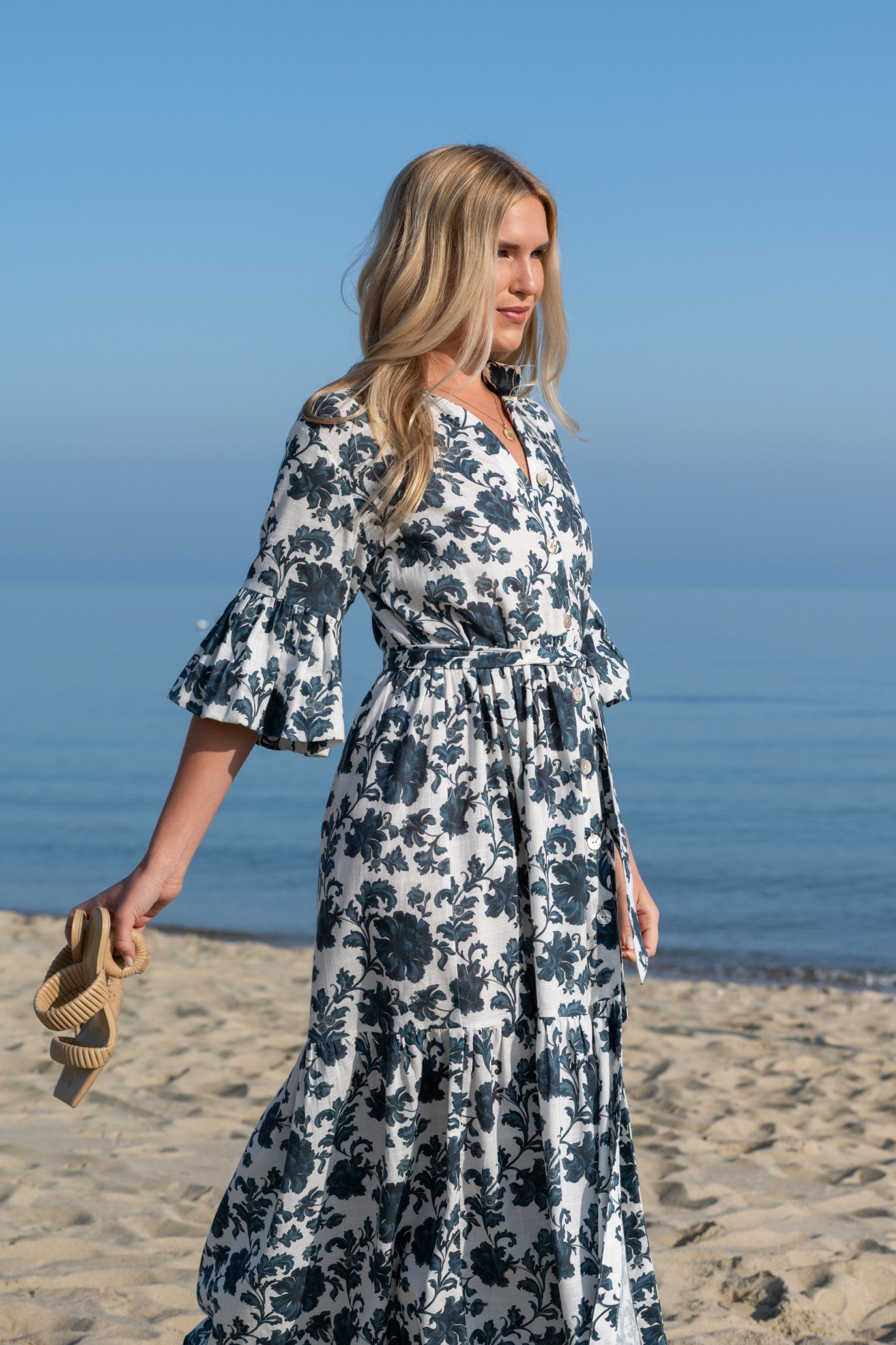 BLUE and White Floral Dress | BLUE DAHLIA