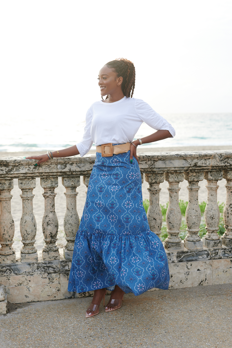 LIZZIE LINEN SKIRT | WINDOWS CORNFLOWER BLUE – Kahora Palm Beach