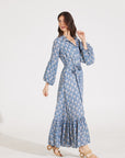 RAYNA DRESS | PALM FAN SKY