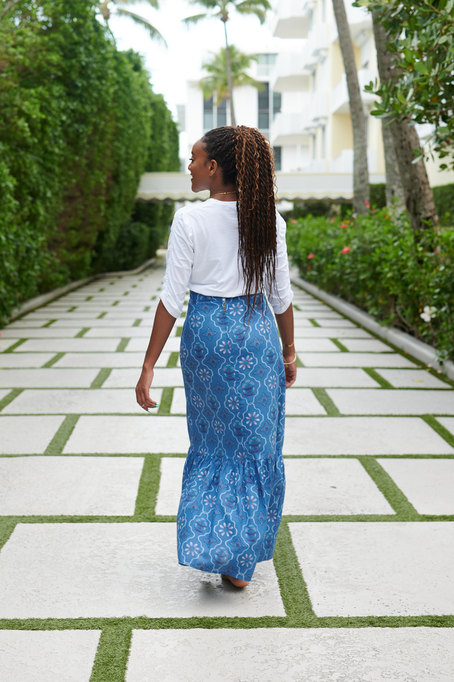 LIZZIE LINEN SKIRT | WINDOWS CORNFLOWER BLUE