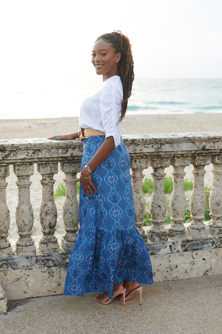 LIZZIE LINEN SKIRT | WINDOWS CORNFLOWER BLUE