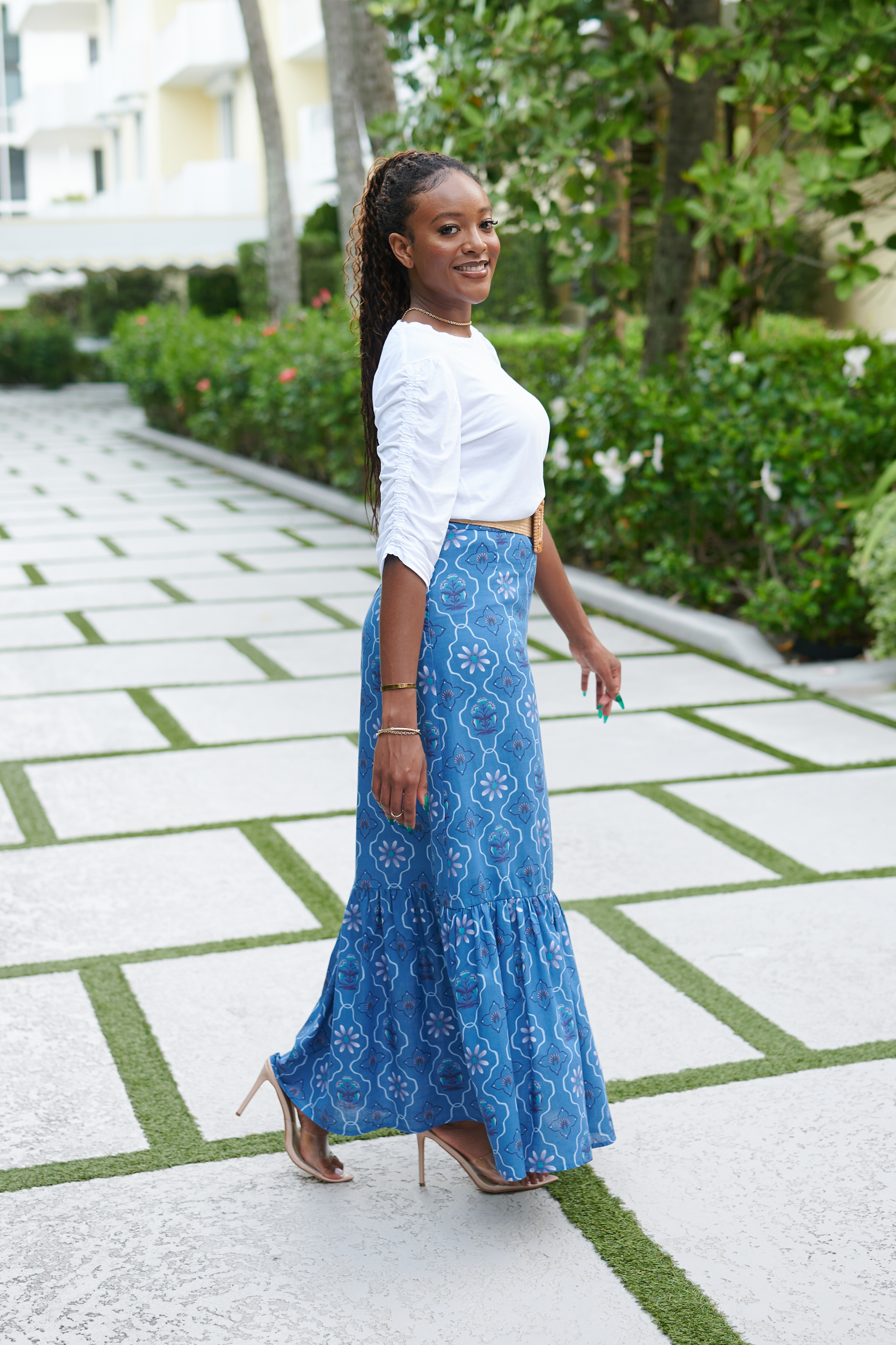 LIZZIE LINEN SKIRT | WINDOWS CORNFLOWER BLUE