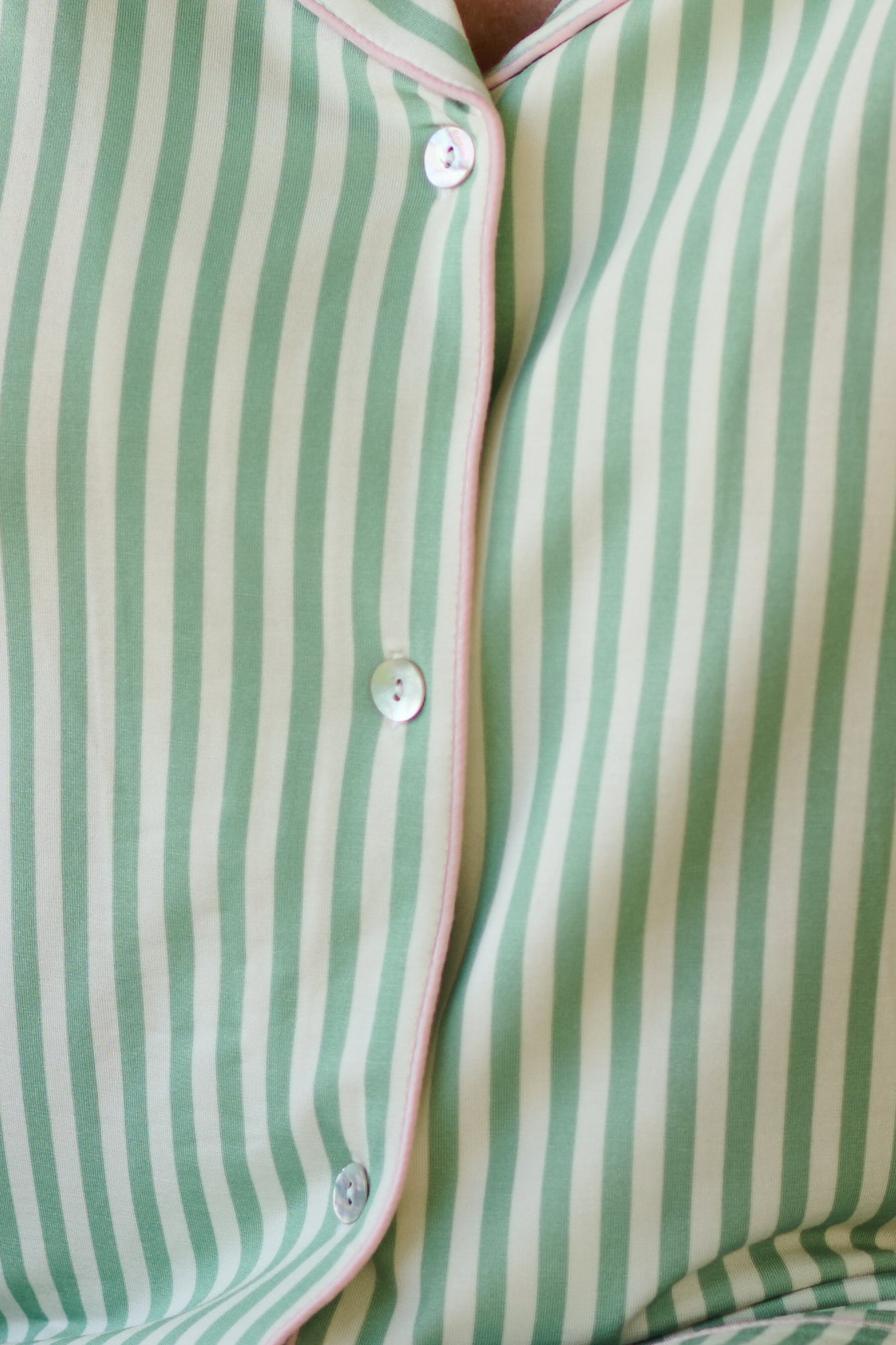 ELSIE SHORTIE PAJAMAS | GREEN & WHITE STRIPES