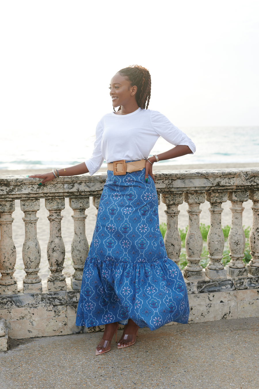 LIZZIE LINEN SKIRT | WINDOWS CORNFLOWER BLUE