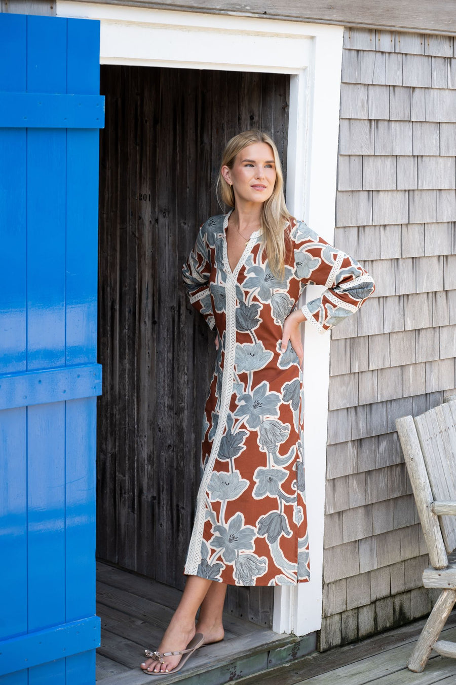 kahora palm beach dress Floral Mini Dress| Blue & White Dress