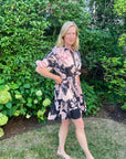 CECELIA DRESS | BLACK PAPER FLOWER