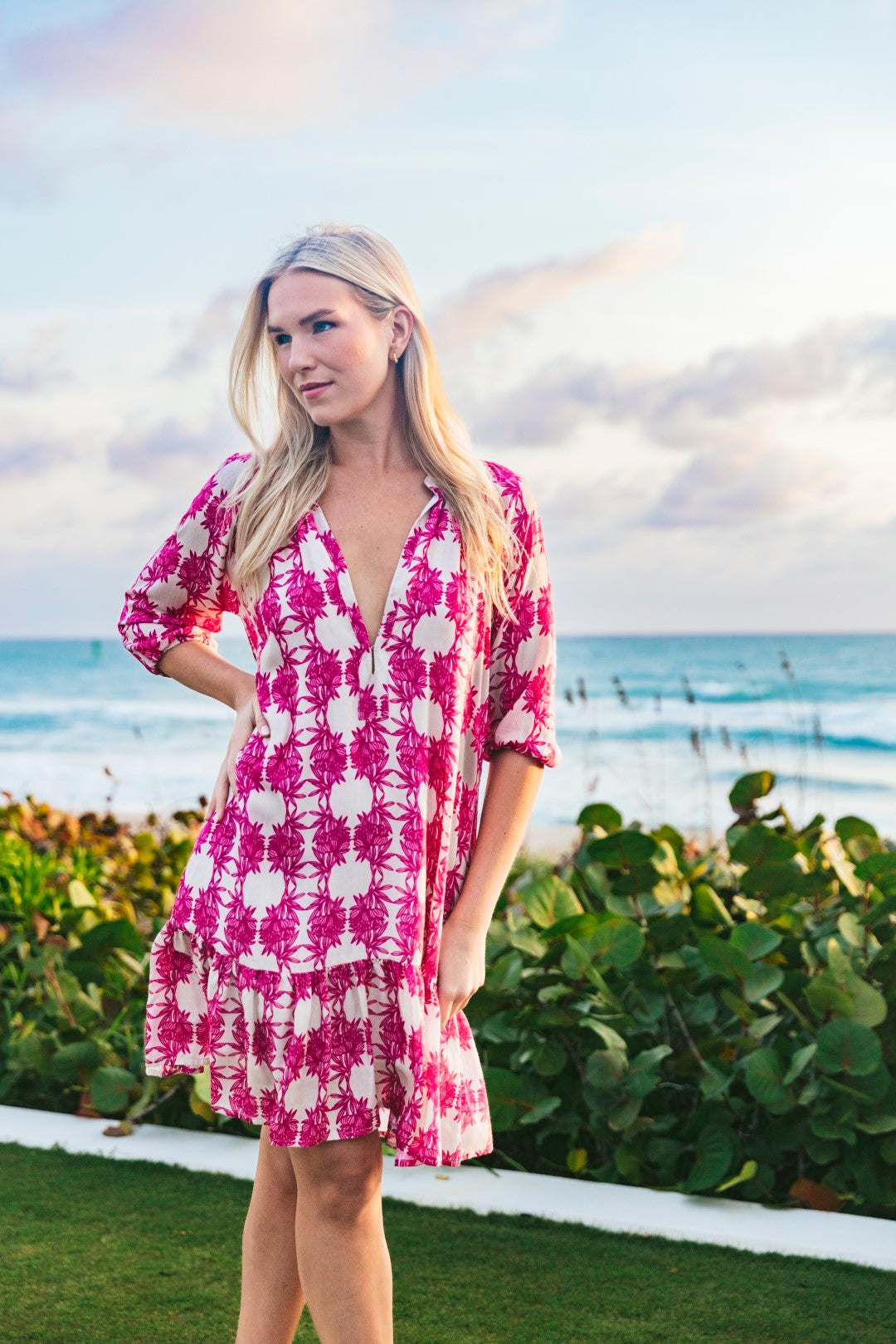 KENDALL DRESS | TRELLIS FUSCHIA